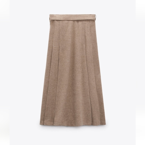 Zara * Wool Blend Limited Edition Midi Skirt Front Slit - Picture 11 of 14